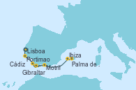 Visitando Lisboa (Portugal), Portimao (Portugal), Motril (Granada/Andalucía), Cádiz (España), Gibraltar (Inglaterra), Ibiza (España), Palma de Mallorca (España)