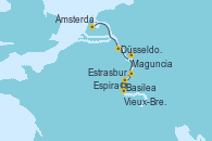 Visitando Basilea (Suiza), Vieux-Breisach (Alemania), Estrasburgo (Francia), Espira (Alemania), Maguncia (Alemania), Düsseldorf (Alemania), Ámsterdam (Holanda), Ámsterdam (Holanda)