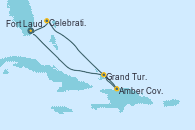 Visitando Fort Lauderdale (Florida/EEUU), Celebration Key, The Bahamas, Amber Cove (República Dominicana), Grand Turks(Turks & Caicos), Fort Lauderdale (Florida/EEUU)