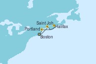 Visitando Boston (Massachusetts), Saint John (New Brunswick/Canadá), Halifax (Canadá), Portland (Maine/Estados Unidos), Boston (Massachusetts)