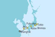 Visitando Shanghái (China), Jeju (Corea del Sur), Fukuoka (Japón), Kobe (Japón), Shimizu (Japón), Tokio (Japón)