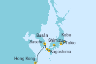 Visitando Tokio (Japón), Shimizu (Japón), Kobe (Japón), Kobe (Japón), Kagoshima (Japón), Sasebo (Japón), Busán (Corea del Sur), Hong Kong (China)