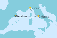 Visitando Barcelona, Civitavecchia (Roma), Savona (Italia)