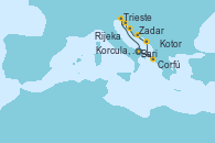 Visitando Bari (Italia), Corfú (Grecia), Kotor (Montenegro), Korcula, Croatia, Zadar (Croacia), Rijeka (Croacia), Trieste (Italia), Bari (Italia)