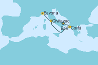 Visitando Bari (Italia), Corfú (Grecia), Civitavecchia (Roma), Savona (Italia)
