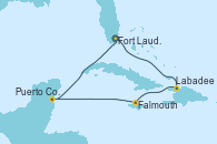 Visitando Fort Lauderdale (Florida/EEUU), Labadee (Haiti), Falmouth (Jamaica), Puerto Costa Maya (México), Fort Lauderdale (Florida/EEUU)