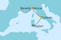 Visitando Cagliari (Cerdeña), Civitavecchia (Roma), Génova (Italia), Marsella (Francia) Visitando Cagliari (Cerdeña), Civitavecchia (Roma), Génova (Italia), Marsella (Francia)