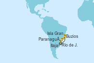 Visitando Río de Janeiro (Brasil), Buzios (Brasil), Isla Grande (Brasil), Paranaguá (Brasil), Itajaí (Brasil)