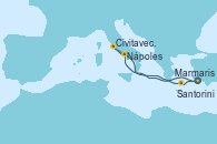 Visitando Marmaris (Turquía), Nápoles (Italia), Civitavecchia (Roma), Santorini (Grecia), Marmaris (Turquía)