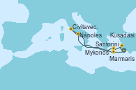 Visitando Marmaris (Turquía), Santorini (Grecia), Nápoles (Italia), Civitavecchia (Roma), Mykonos (Grecia), Kusadasi (Efeso/Turquía), Marmaris (Turquía)