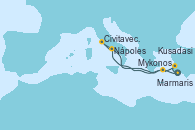 Visitando Marmaris (Turquía), Nápoles (Italia), Civitavecchia (Roma), Mykonos (Grecia), Kusadasi (Efeso/Turquía), Marmaris (Turquía)