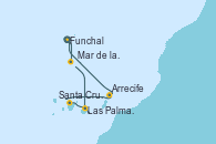 Visitando Funchal (Madeira)Mar de las islas Canarias - Experiencia a bordo, Las Palmas de Gran Canaria (España), Santa Cruz de Tenerife (España), Santa Cruz de Tenerife (España), Arrecife (Lanzarote/España), Arrecife (Lanzarote/España), Funchal (Madeira)
