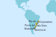 Visitando Buenos aires, Ilhabela (Brasil), Río de Janeiro (Brasil), Copacabana (Brasil), Copacabana (Brasil), Isla Grande (Brasil), Punta del Este (Uruguay), Buenos aires