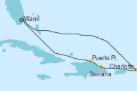Visitando Miami (Florida/EEUU), Charlotte Amalie (St. Thomas), Samana (República Dominicana), Puerto Plata, Republica Dominicana, Miami (Florida/EEUU)