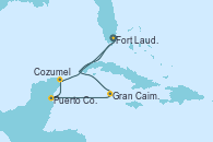 Visitando Fort Lauderdale (Florida/EEUU), Gran Caimán (Islas Caimán), Puerto Costa Maya (México), Cozumel (México), Fort Lauderdale (Florida/EEUU)