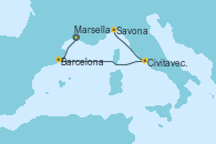 Visitando Marsella (Francia), Barcelona, Civitavecchia (Roma), Savona (Italia) Visitando Marsella (Francia), Barcelona, Civitavecchia (Roma), Savona (Italia)