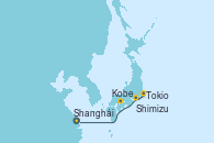 Visitando Shanghái (China), Kobe (Japón), Shimizu (Japón), Tokio (Japón), Shanghái (China)