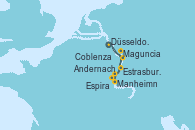 Visitando Düsseldorf (Alemania), Coblenza (Alemania), Manheimn (Alemania), Estrasburgo (Francia), Espira (Alemania), Maguncia (Alemania), Andernach (Alemania), Düsseldorf (Alemania)