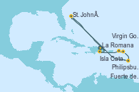 Visitando La Romana (República Dominicana), Isla Catalina (República Dominicana), Virgin Gorda (Islas Virgenes), Philipsburg (St. Maarten), Fuerte de France (Martinica), St. John´s (Antigua y Barbuda), La Romana (República Dominicana)