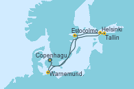 Visitando Copenhague (Dinamarca), Warnemunde (Alemania), Estocolmo (Suecia), Helsinki (Finlandia), Tallin (Estonia), Copenhague (Dinamarca)