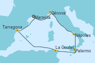 Visitando Marsella (Francia), Génova (Italia), Nápoles (Italia), Palermo (Italia), La Goulette (Tunez), Tarragona (España), Marsella (Francia)