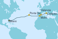 Visitando Miami (Florida/EEUU), Ponta Delgada (Azores), Motril (Granada/Andalucía), Valencia, Civitavecchia (Roma)