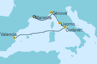 Visitando Marsella (Francia), Génova (Italia), Livorno, Pisa y Florencia (Italia), Civitavecchia (Roma), Valencia