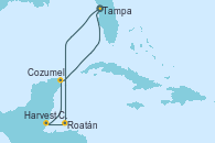 Visitando Tampa (Florida), Roatán (Honduras), Harvest Caye (Belize), Cozumel (México), Tampa (Florida)