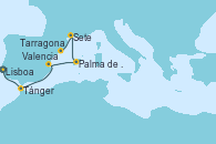 Visitando Lisboa (Portugal), Lisboa (Portugal), Tánger (Marruecos), Valencia, Palma de Mallorca (España), Sete (Francia), Tarragona (España) Visitando Lisboa (Portugal), Lisboa (Portugal), Tánger (Marruecos), Valencia, Palma de Mallorca (España), Sete (Francia), Tarragona (España)
