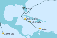 Visitando Tampa (Florida), Cerro Brujo (Isla San Cristóbal/Galápagos), Colón, Falmouth (Jamaica), Gran Caimán (Islas Caimán), Tampa (Florida)