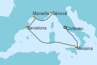 Visitando Civitavecchia (Roma), Messina (Sicilia), Barcelona, Marsella (Francia), Génova (Italia) Visitando Civitavecchia (Roma), Messina (Sicilia), Barcelona, Marsella (Francia), Génova (Italia)