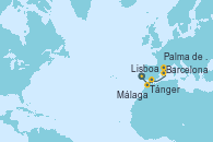 Visitando Lisboa (Portugal), Tánger (Marruecos), Málaga, Palma de Mallorca (España), Barcelona
