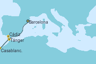 Visitando Barcelona, Tánger (Marruecos), Casablanca (Marruecos), Cádiz (España)
