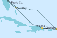 Visitando Puerto Cañaveral (Florida), Charlotte Amalie (St. Thomas), Samana (República Dominicana), CocoCay (Bahamas), Puerto Cañaveral (Florida)