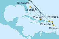 Visitando Nueva Jersey (Estados Unidos), Puerto Plata, Republica Dominicana, Charlotte Amalie (St. Thomas), St. John´s (Antigua y Barbuda), Castries (Santa Lucía/Caribe), Philipsburg (St. Maarten), Nueva Jersey (Estados Unidos) Visitando Nueva Jersey (Estados Unidos), Puerto Plata, Republica Dominicana, Charlotte Amalie (St. Thomas), St. John´s (Antigua y Barbuda), Castries (Santa Lucía/Caribe), Philipsburg (St. Maarten), Nueva Jersey (Estados Unidos)