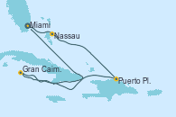 Visitando Miami (Florida/EEUU), Nassau (Bahamas), Puerto Plata, Republica Dominicana, Gran Caimán (Islas Caimán), Miami (Florida/EEUU)