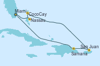 Visitando Miami (Florida/EEUU), Nassau (Bahamas), CocoCay (Bahamas), San Juan (Puerto Rico), Samana (República Dominicana), Miami (Florida/EEUU)