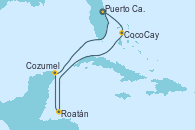 Visitando Puerto Cañaveral (Florida), CocoCay (Bahamas), Roatán (Honduras), Cozumel (México), Puerto Cañaveral (Florida)