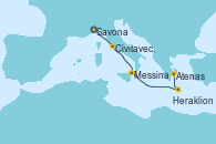Visitando Savona (Italia), Civitavecchia (Roma), Messina (Sicilia), Heraklion (Creta), Atenas (Grecia)