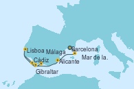 Visitando BarcelonaMar de las Baleares - Experiencia a bordo, Mar de las Baleares - Experiencia a bordo, Alicante (España), Lisboa (Portugal), Cádiz (España), Gibraltar (Inglaterra), Málaga