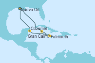 Visitando Nueva Orleans (Luisiana), Gran Caimán (Islas Caimán), Falmouth (Jamaica), Cozumel (México), Nueva Orleans (Luisiana)