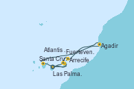 Visitando Las Palmas de Gran Canaria (España), Fuerteventura (Canarias/España), Santa Cruz de Tenerife (España), Santa Cruz de Tenerife (España), Agadir (Marruecos), Arrecife (Lanzarote/España), Atlantis crest Oeste - Experiencia a bordo, Las Palmas de Gran Canaria (España)