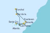 Visitando Las Palmas de Gran Canaria (España), Fuerteventura (Canarias/España), Santa Cruz de Tenerife (España), Santa Cruz de Tenerife (España), Arrecife (Lanzarote/España), Atlantis crest Oeste - Experiencia a bordo, Funchal (Madeira), Mar de las islas Canarias - Experiencia a bordo, Las Palmas de Gran Canaria (España)