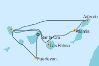 Visitando Santa Cruz de Tenerife (España), Santa Cruz de Tenerife (España), Fuerteventura (Canarias/España), Santa Cruz de la Palma (España), Arrecife (Lanzarote/España), Atlantis crest Oeste - Experiencia a bordo, Las Palmas de Gran Canaria (España), Santa Cruz de la Palma (España), Santa Cruz de Tenerife (España)