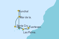 Visitando Santa Cruz de Tenerife (España), Santa Cruz de Tenerife (España), Funchal (Madeira), Mar de las islas Canarias - Experiencia a bordo, Santa Cruz de la Palma (España), Las Palmas de Gran Canaria (España), Fuerteventura (Canarias/España), Santa Cruz de Tenerife (España)