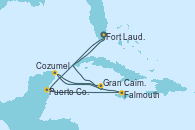 Visitando Fort Lauderdale (Florida/EEUU), Puerto Costa Maya (México), Falmouth (Jamaica), Cozumel (México), Gran Caimán (Islas Caimán), Fort Lauderdale (Florida/EEUU)