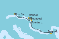 Visitando Budapest (Hungría), Mohacs (Hungría), Belgrado (Serbia), Puertas de Hierro (Danubio), Novi Sad (Serbia), Mohacs (Hungría), Budapest (Hungría), Budapest (Hungría)
