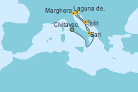 Visitando Civitavecchia (Roma), Split (Croacia), Marghera (Venecia/Italia), Laguna de Venecia - Experiencia a bordo, Bari (Italia)