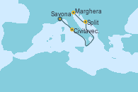 Visitando Savona (Italia), Civitavecchia (Roma), Split (Croacia), Marghera (Venecia/Italia)