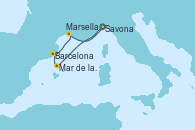 Visitando Savona (Italia), Mar de las Baleares - Experiencia a bordo, Mar de las Baleares - Experiencia a bordo, Barcelona, Marsella (Francia), Savona (Italia)
